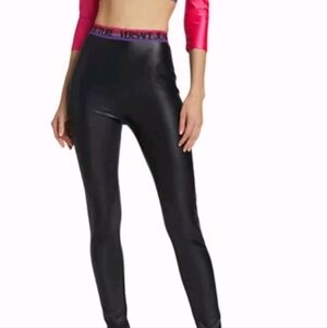Versace Jeans Couture Women's Logo Waist Black Leggings -size 0 /36 Brand New